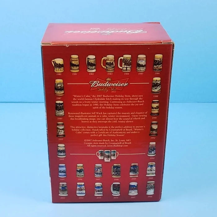 2007 Budweiser Stein Christmas Mug Box & COA Winter's Calm CS678 Ceramarte