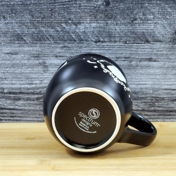Black Halloween Ghost Mug Spooky Bat's Ceramic Coffee Tea Cup by Blue Sky 18oz