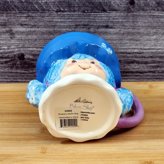 Blueberry Muffin Coffee Mug 3D Ceramic Girl Face Tea Cup Blue Sky Goldminc