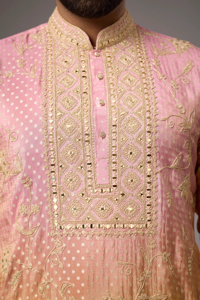 Blush Gold Heritage Kurta Set for Men – Full Length View | Mahavir NX