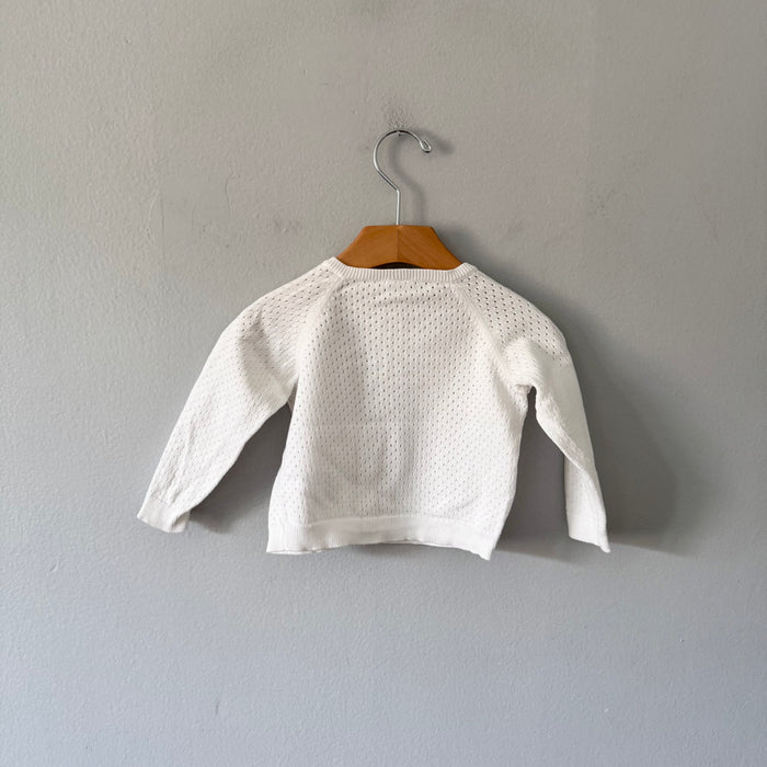 Bonton / White cotton cardigan / 18M