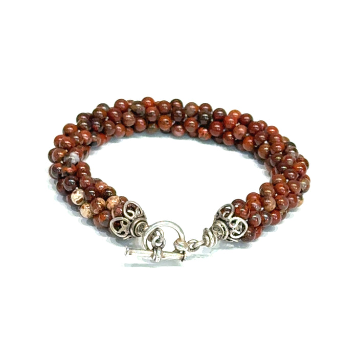Option 2: 6.75'' Brecciated Jasper Gemstone Bracelet w/ a sterling silver Circle toggle clasp