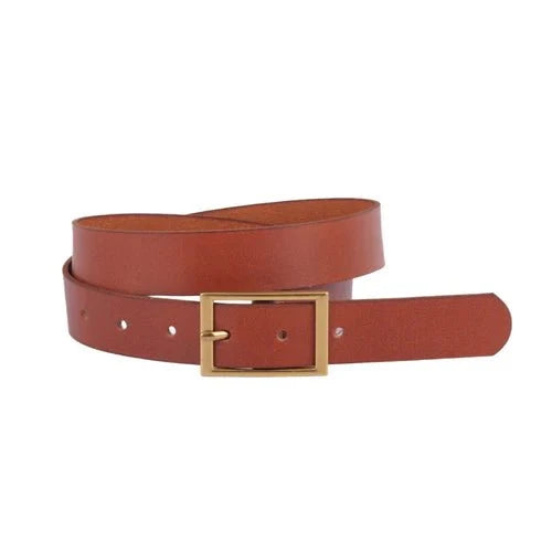 Classic Rectangle Buckle Leather Belt In Tan - Macoma Boutique310 Accessories/Jewelry