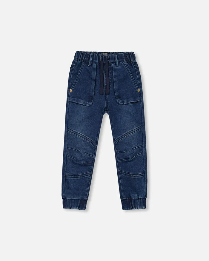 Deux Par Deux French Terry Joggers - Navy Denim