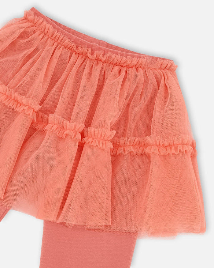 Deux Par Deux Leggings With Tulle Skirt - Terra Cotta