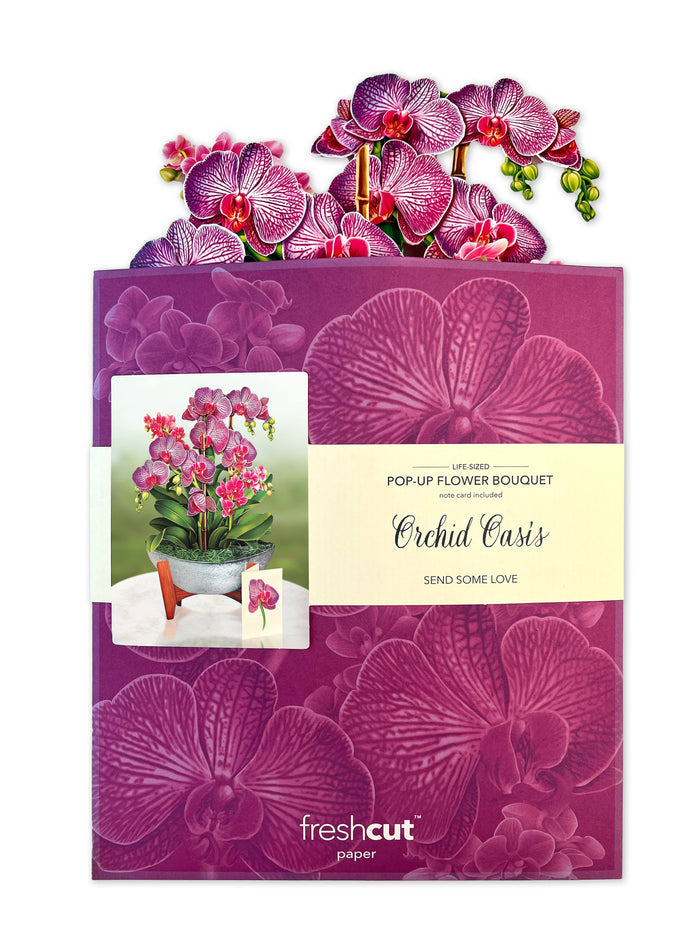 FreshCut Paper LLC - Orchid Oasis (8 Pop-up Greeting Cards)