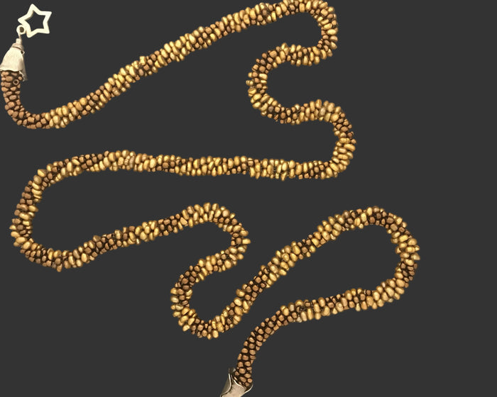 Freshwater Pearl and Bronze Seed-Bead Crocheted Necklace, 35 Inch