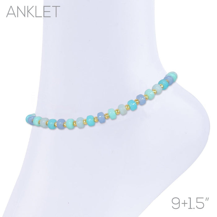 Girl Next Door Anklet In Aqua Gold - Macoma Boutique315 Jewelry