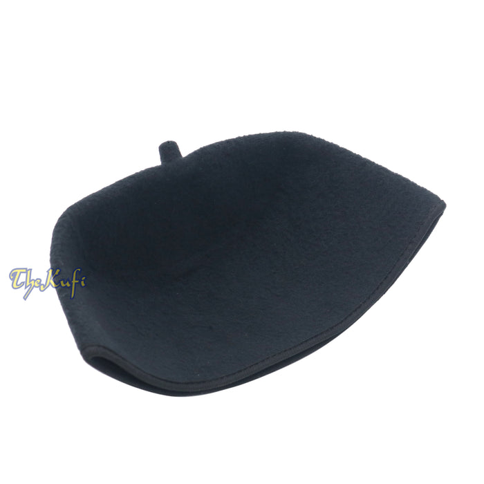 Handmade Black Fez-Style Kufi Crown with Tip