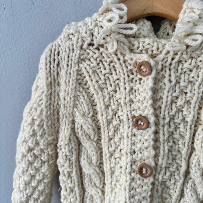 Handmade / Ivory cable knit cardigan / 24M