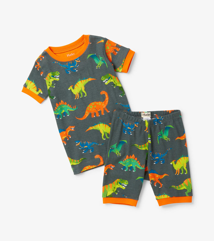 Hatley Short Pajama Set - Colourblock Dino
