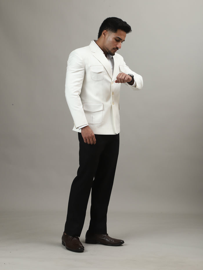 Ivory Celebration Blazer with Signature Pocket Detailing