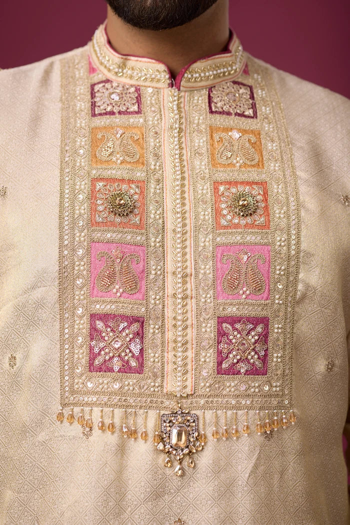 Affordable Ivory Heritage Embroidered Kurta Set – Full Length | Mahavir NX