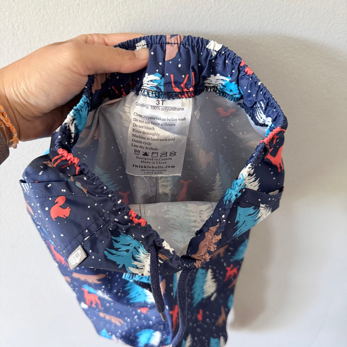 Jan & Jul / Navy x animal rain pants / 3T