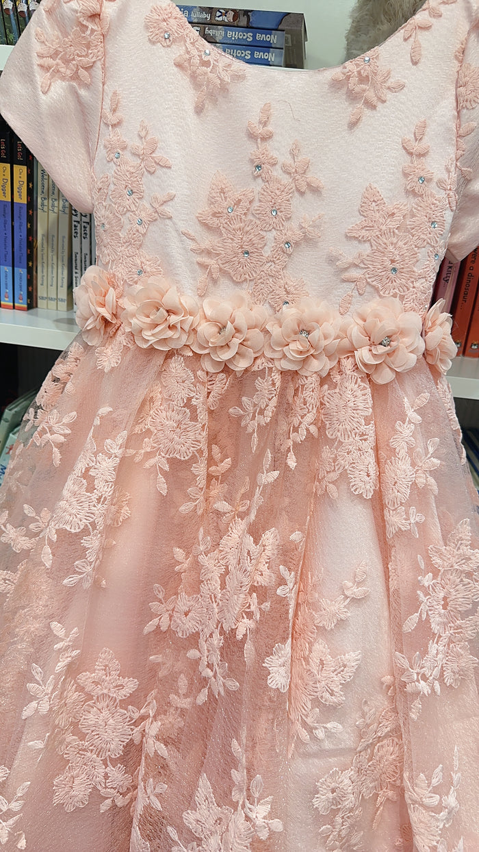 Jolene CD9078 Dusty Pink Lace Dress - 6Y