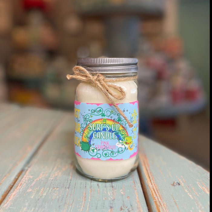 Just your Luck Pink Grapefruit Mason Jar Candle - St. Patrick's Day Collection