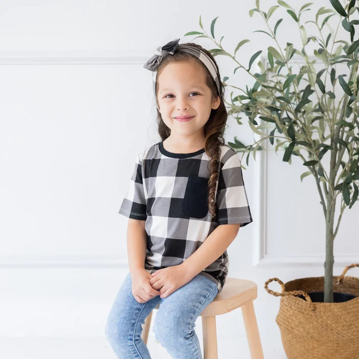 Kyte Baby Knotted Bow Headband - Midnight Plaid