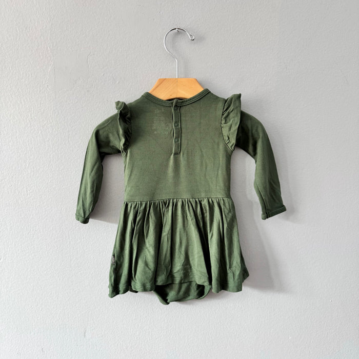 Kyte / Dark green bodysuit dress / 3-6M
