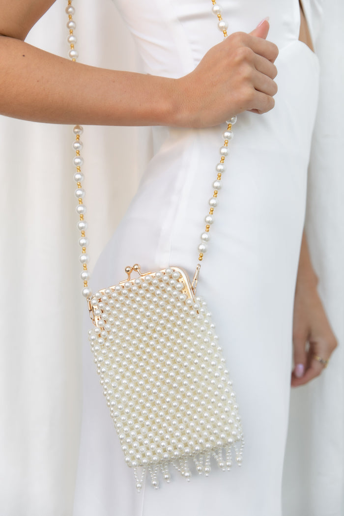 Petal and Pup USA ACCESSORIES Manon Small Beaded Bag - Pearl One Size