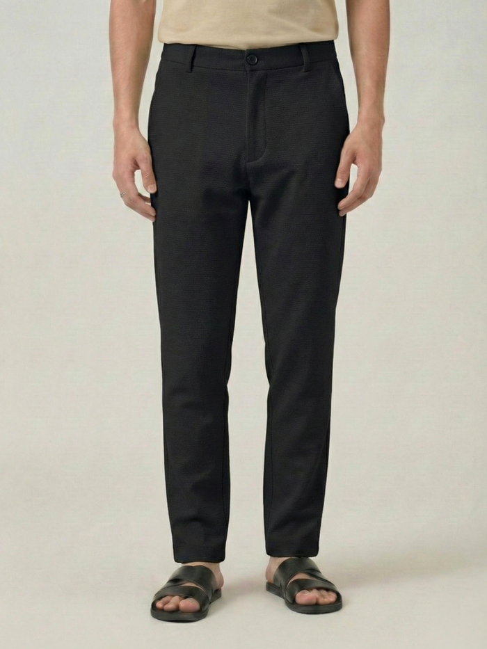 Men's Black Checks Soft Lycra Trousers