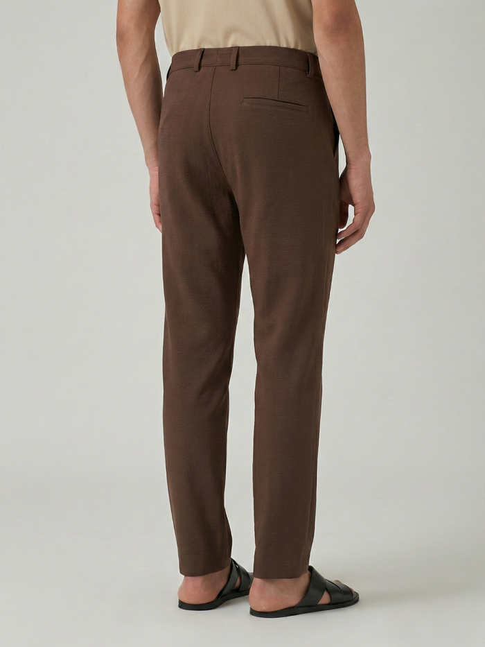 Men's Brown Checks Soft Lycra Trousers