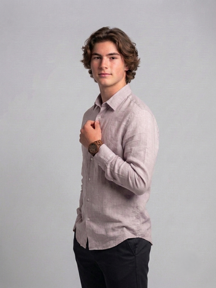 Men's Classic Poly-Linen Solid Shirt - Dusty Mauve