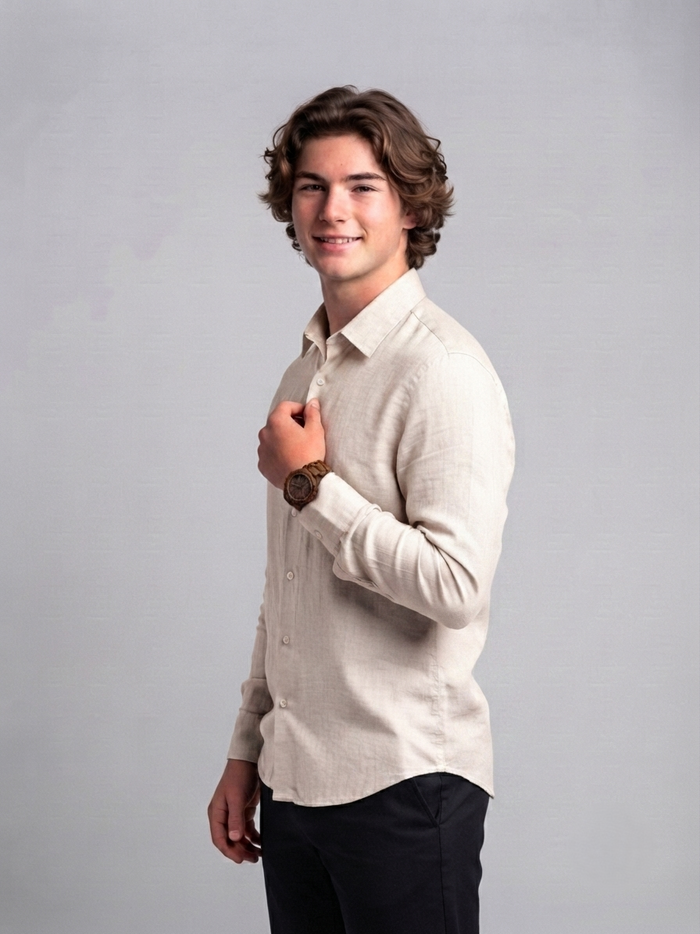 Men's Classic Poly-Linen Solid Shirt - Natural Cream