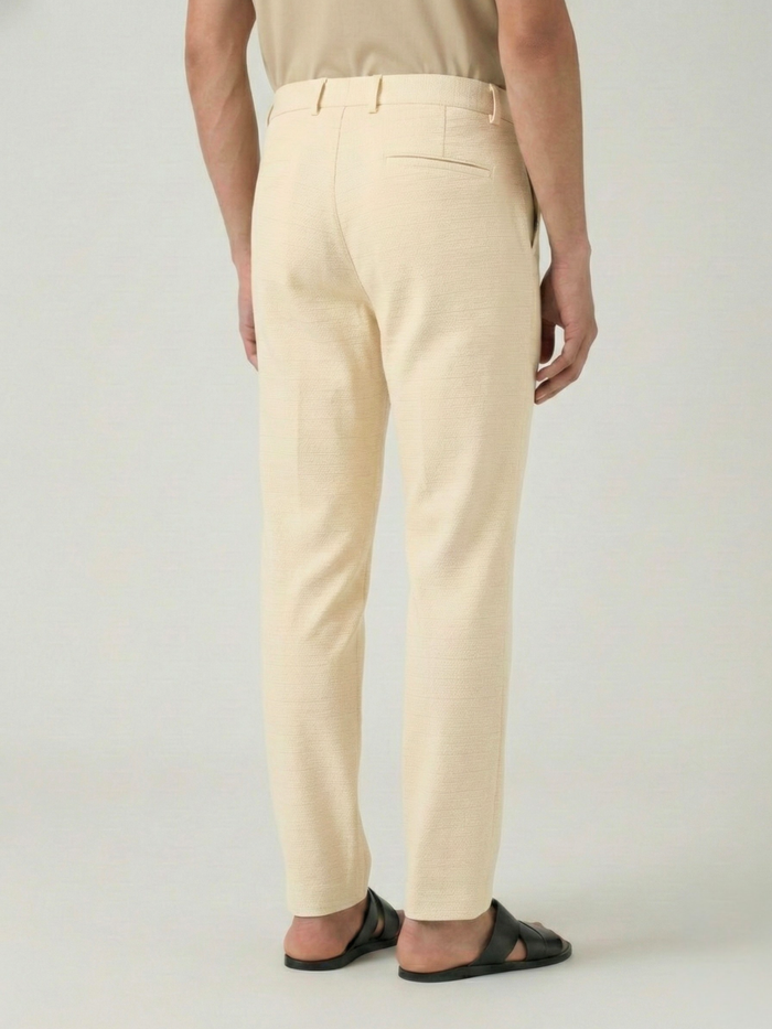 Men's Cream Checks Soft Lycra Trousers