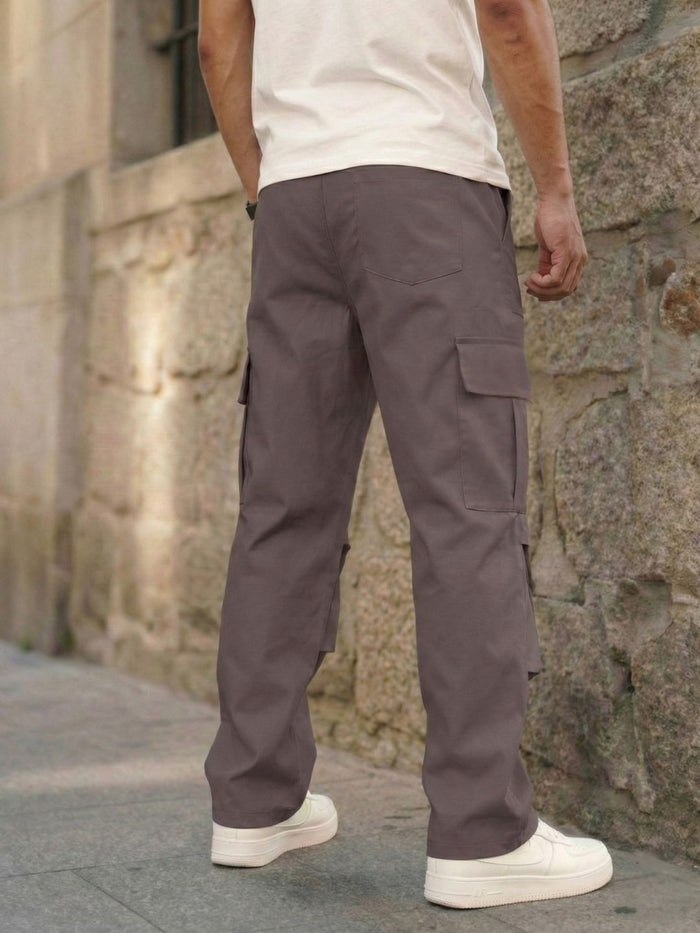 Men’s Earthy Umber Multi-Pocket Cargo Pants