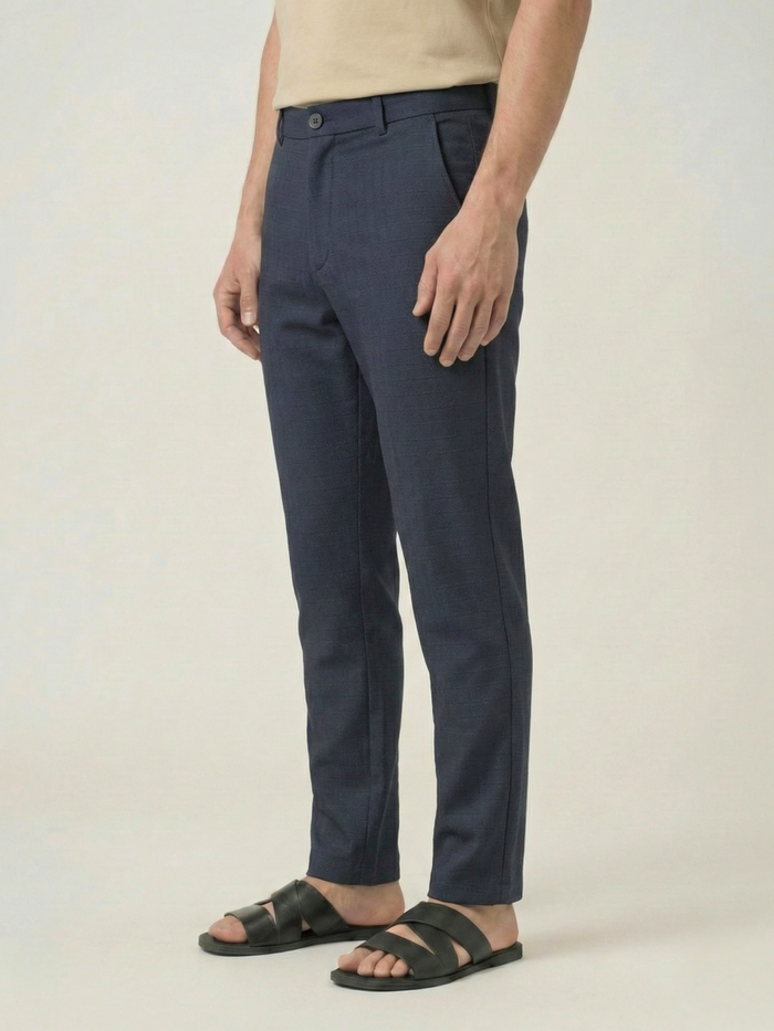 Men's Granite Grey Checks Soft Lycra Trousers