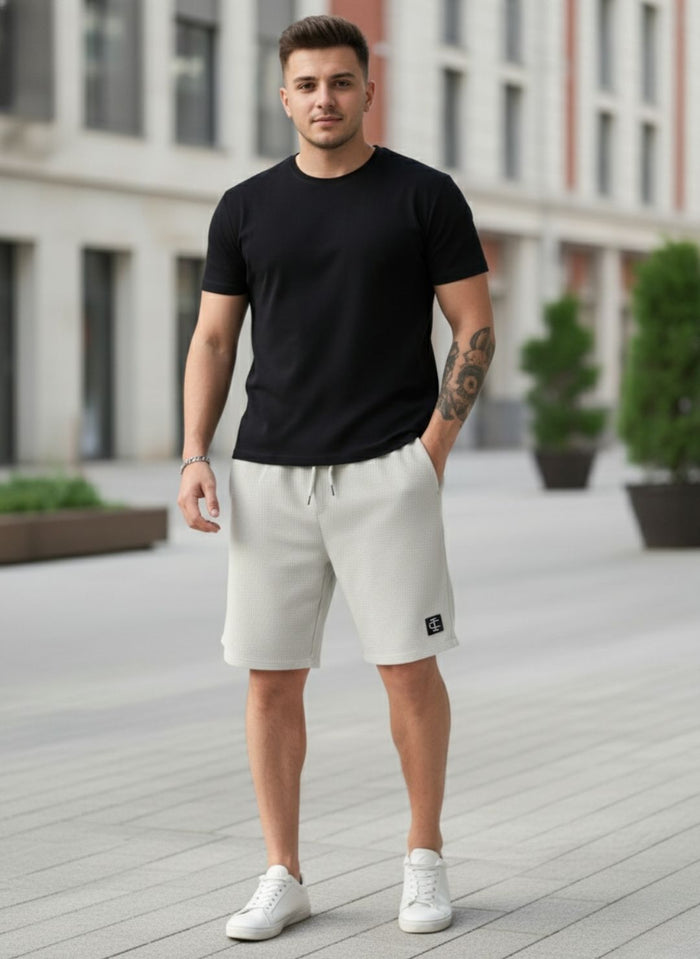 Men's Light Grey Premium Waffle Knit Shorts