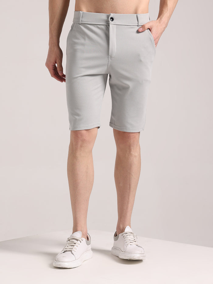 Men's Pale Grey Lycra Chinos Shorts