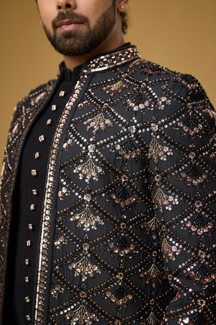 Midnight Noir diamond motif designer ethnic wear