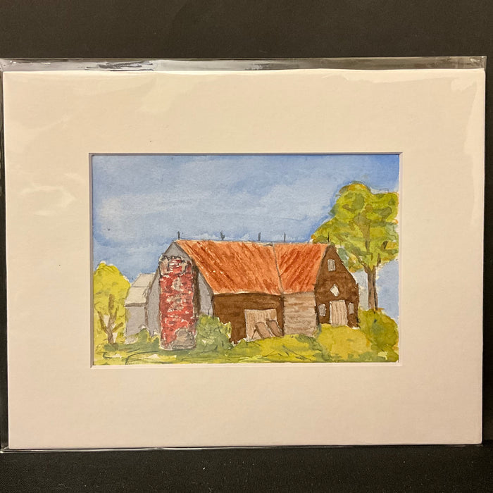 Old Red Silo - original watercolor by David Crowell