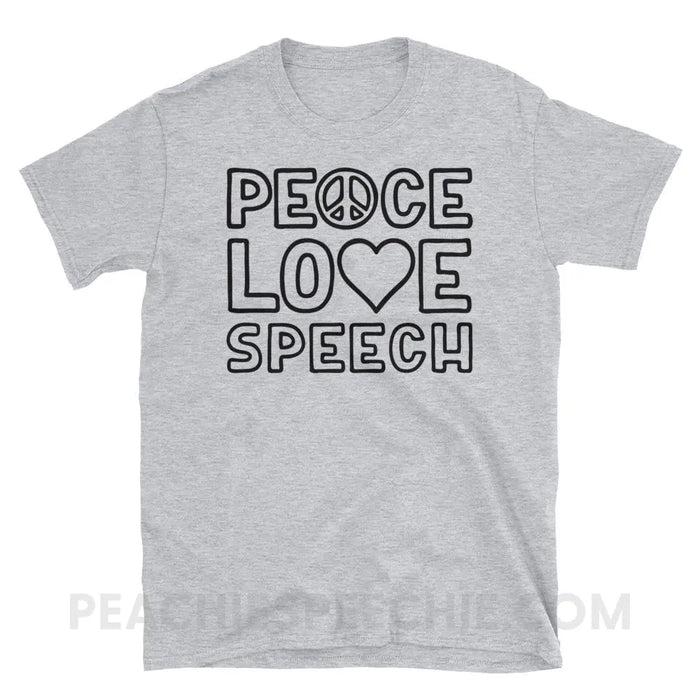 Peace Love Speech Classic Tee - Sport Grey / S - T-Shirts & Tops peachiespeechie.com