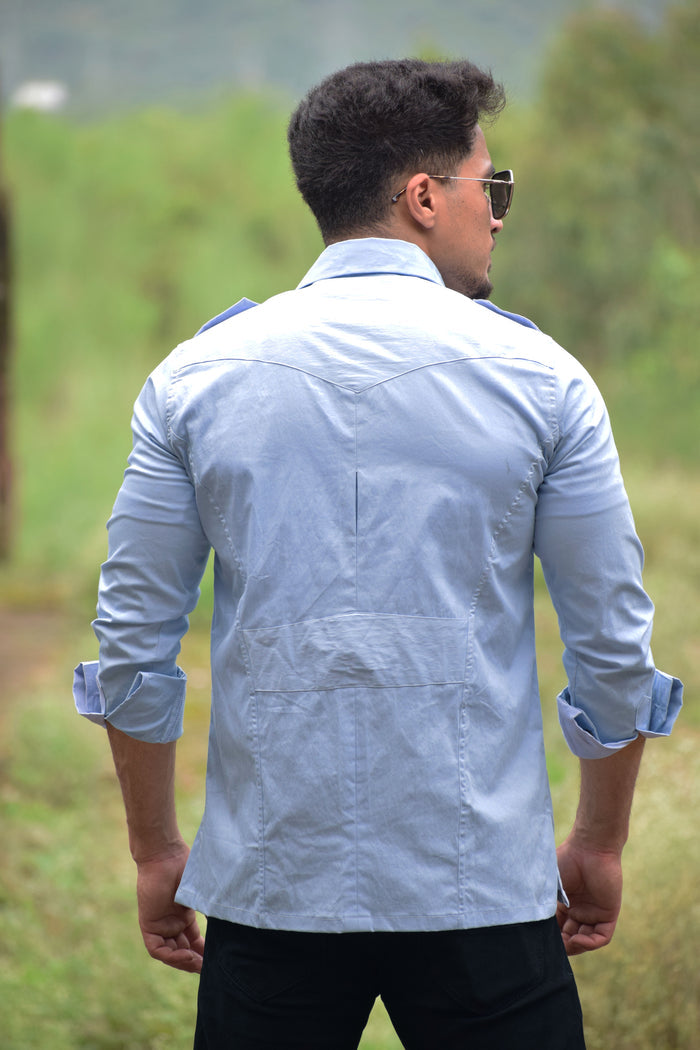 Powder Blue Colour Hunting Style Shirt