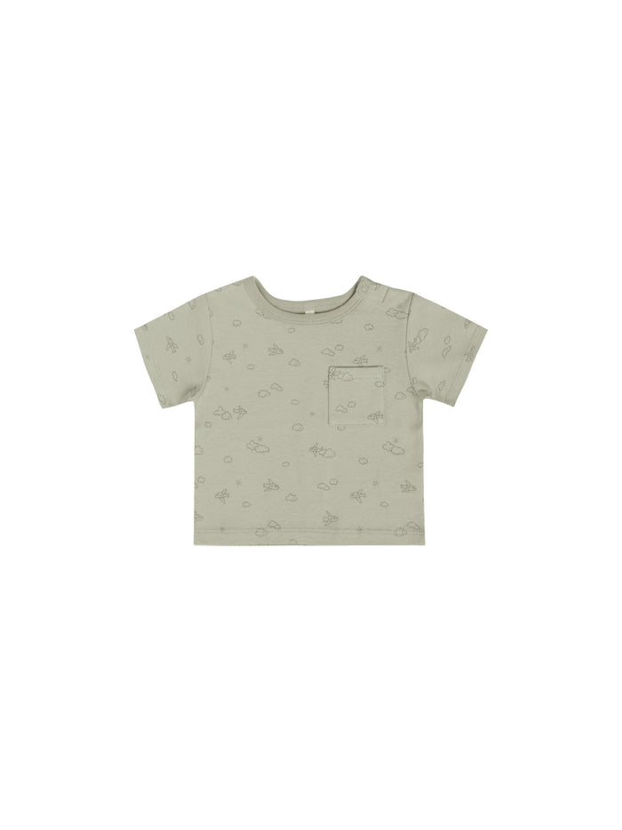 Quincy Mae Boxy Pocket Tee - Airplanes