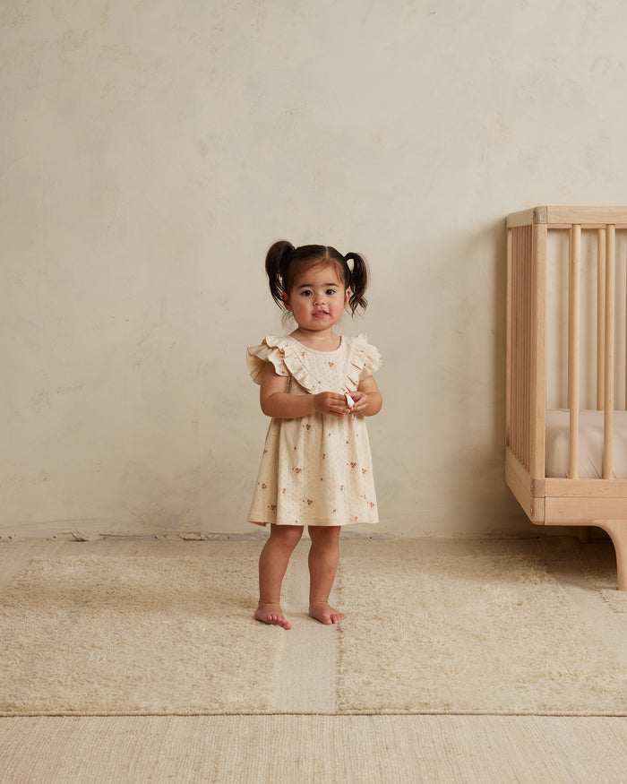 Quincy Mae Sleeveless Ruffle V Dress Set - Ditsy Clay