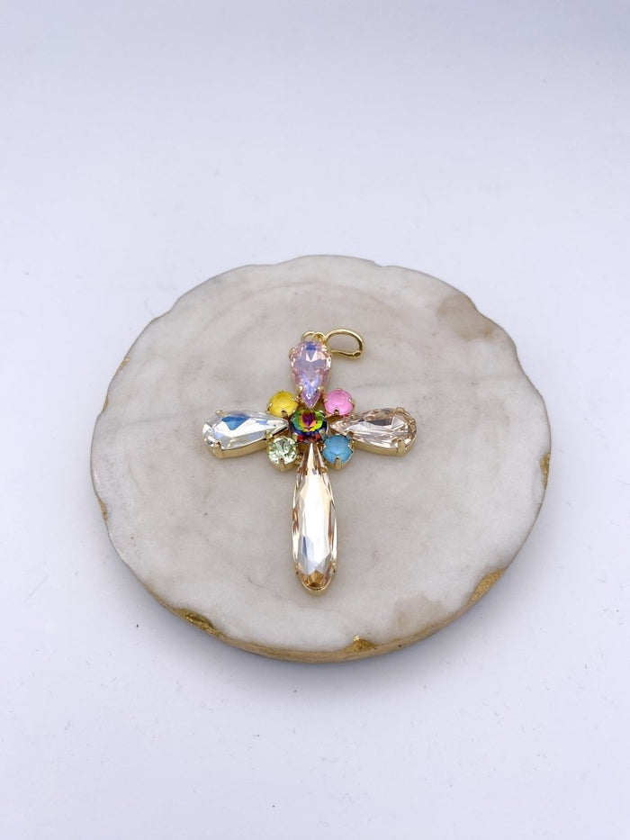 Radiant Bloom Large Cross Charm - Macoma Boutique315 Jewelry