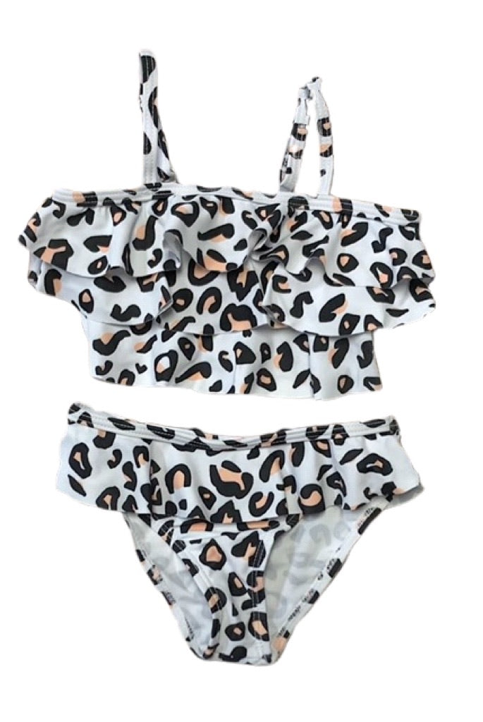 Snow Leopard Ruffle Swim Set