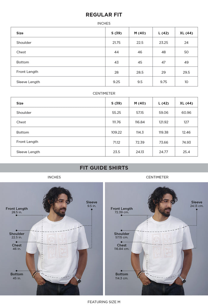 Stamps White Oversized Cotton Embroidered Tee - size chart