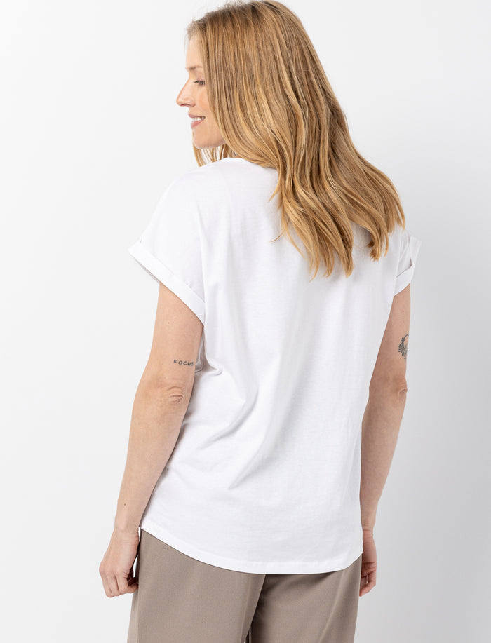 T-shirt imprimé à l'avant à manches dolman pour femme