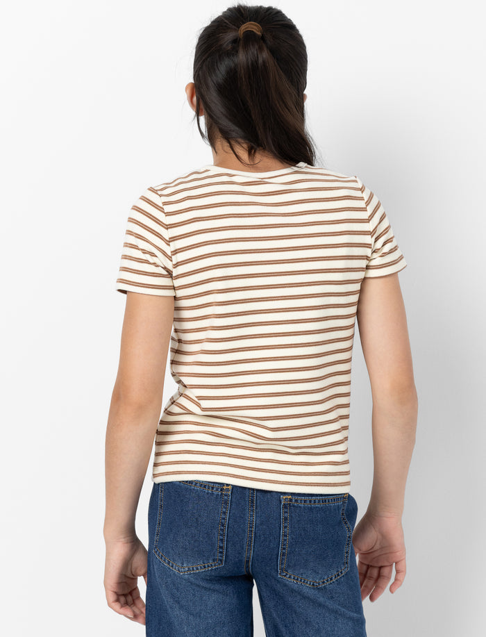 T-shirt rayé à manches courtes pour fille