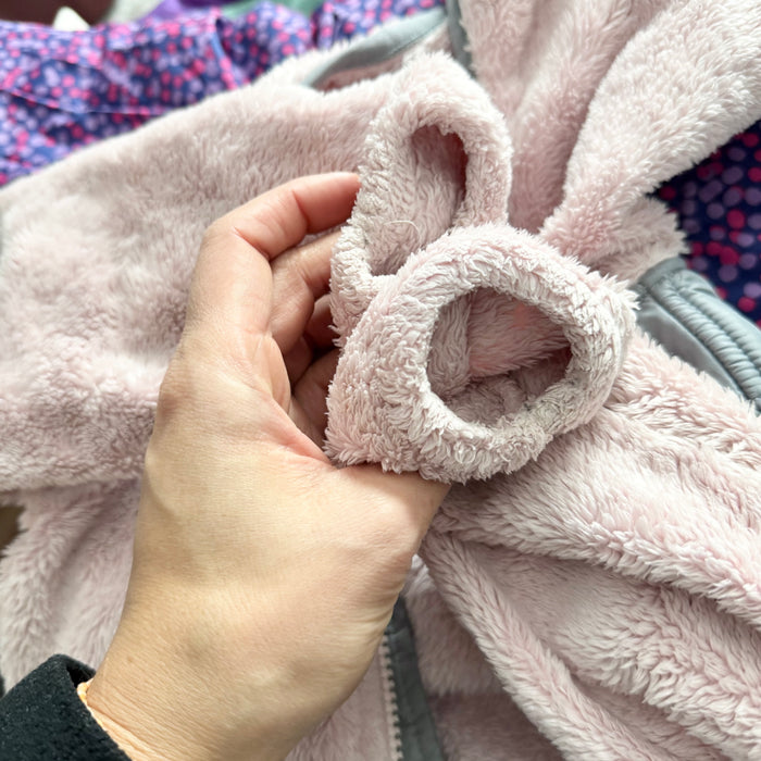 The North Face / Light pink x grey sherpa zip up / 3T
