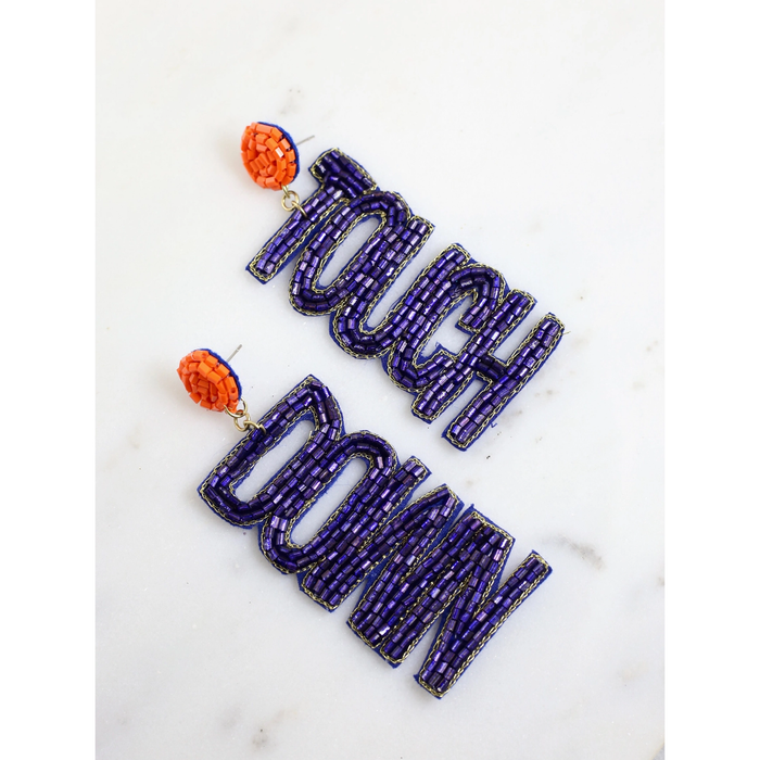 Touch Down Beaded Earring - Navy