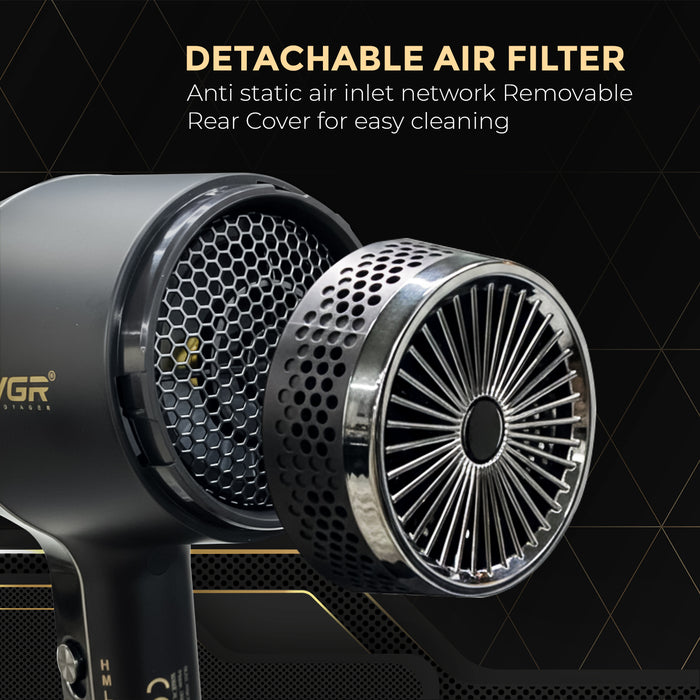 VGR V-409 Professional Hair Dryer | 2400W BLDC Motor | Barber Series