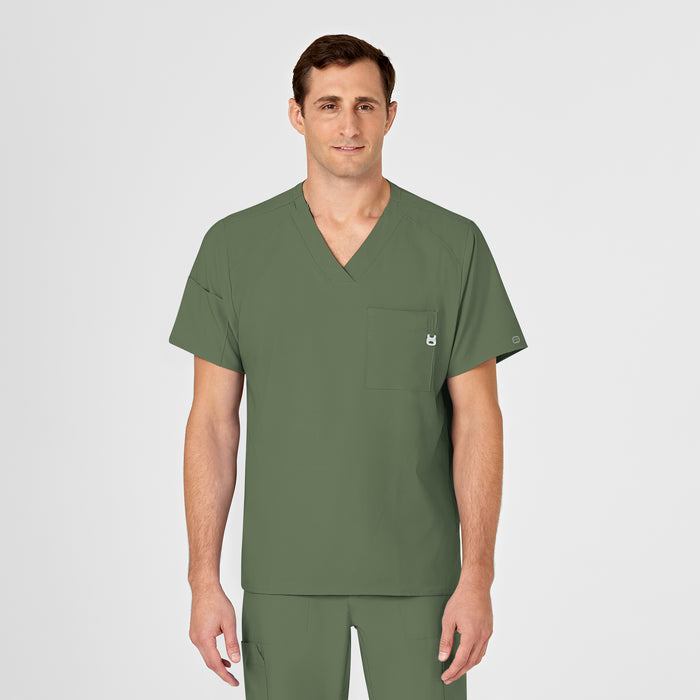 W123 Men's V-Neck Scrub Top