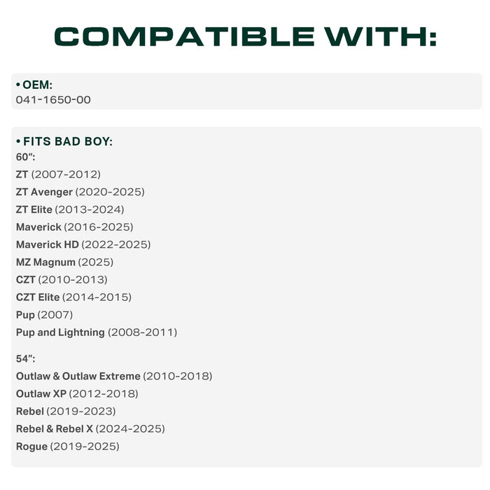 041-1650-00 Mower Deck Belt Replacement for Bad Boy Maverick, ZT Elite & More | Aramid Cord