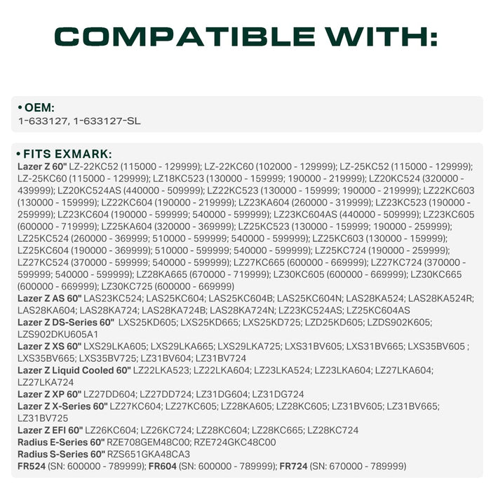 1-633127 Mower Deck Belt Replacement for Exmark LZ25KC604 & More | 60-in Deck | Aramid Cord
