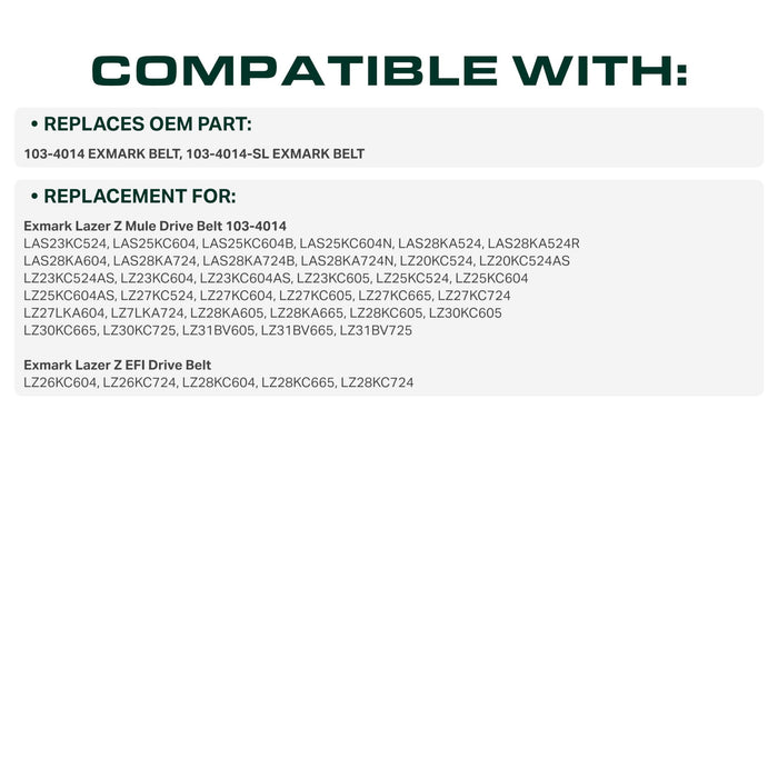 103-4014, 103-4014-SL Mower Drive Belt Replacement for Exmark LZ25KC604 & More | Aramid Cord